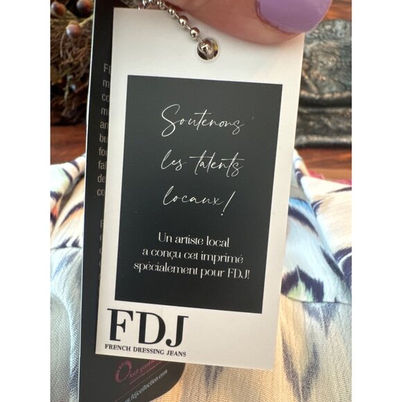 NWT FDJ Dolman Long Sleeve Crepe Aztec Print Viscose Button Shirt S Office Top - Picture 10 of 13